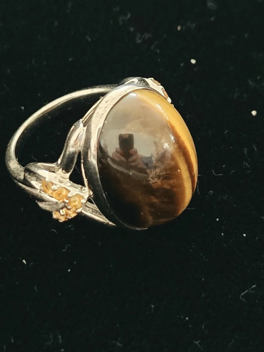 Sterling Silver Tiger's Eye Statement Ring - Brown Gemstone